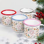 Personalized Gingerbread Man Christmas Tree Reindeer 12 oz Multicolor Rim Enamel Mug with Name Christmas Party Gift for Kids