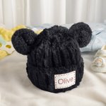 Gepersonaliseerde schattige beer oren winddicht bont muts met borduren naam Baby Shower Gift voor baby peuter