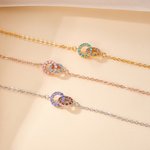 Bracelet de pierres de naissance personnalisées Eternal Interlocking Circle Birthstones Cadeau d'anniversaire pour elle