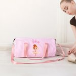 Bolsa grande personalizada con rayas temática de bailarina y nombre con correa de hombro regalo de cumpleaños para niñas y amantes de la danza