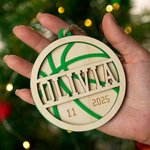 Personalized Basketball Soccer Ball Sports Wooden Christmas Ornament with Name Number and Year Christmas Gift for Ball Sports Enthusiasts