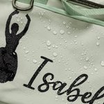 Borsa da viaggio personalizzata con modello glitterato impermeabile con scomparto per scarpe e tracolla regalo di compleanno per appassionati di danza