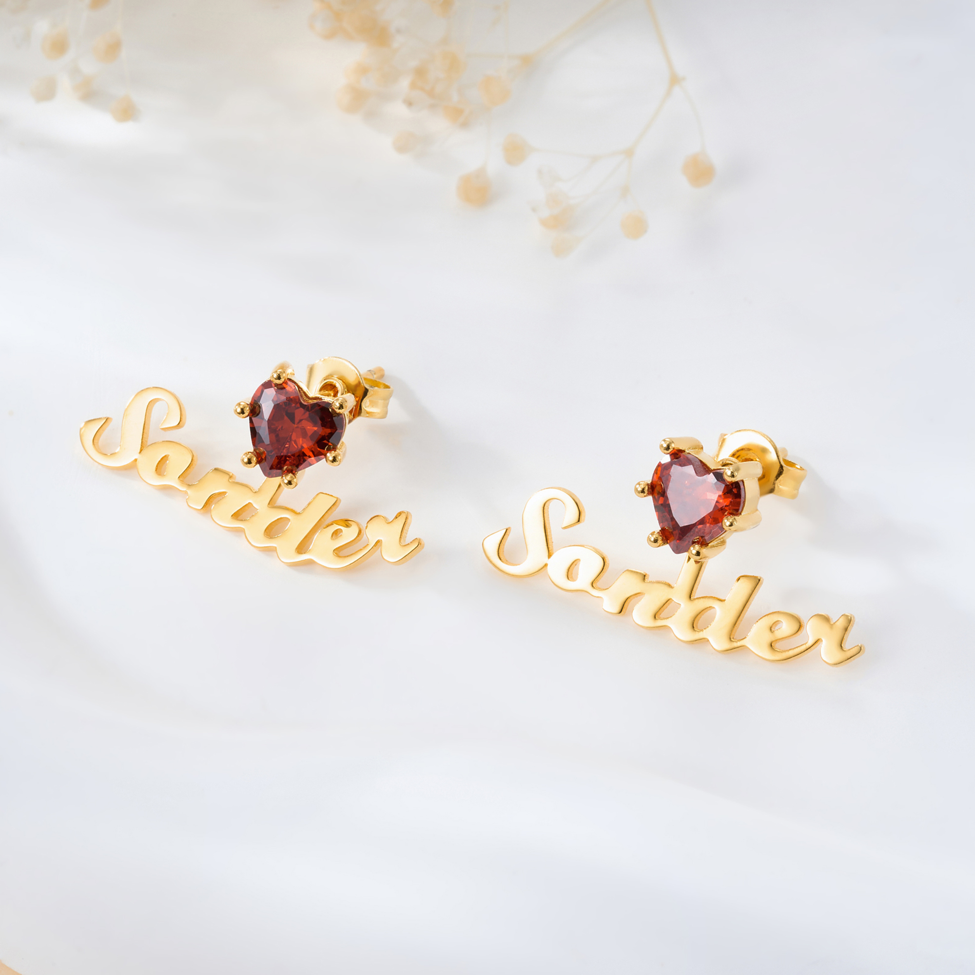 Boucles d'oreilles personnalisées en forme de coeur avec nom Cadeau d'anniversaire pour femmes