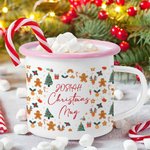 Personalized Gingerbread Man Christmas Tree Reindeer 12 oz Multicolor Rim Enamel Mug with Name Christmas Party Gift for Kids