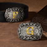 Personalizzato Cool Vintage Cowboy-Themed Letter Belt Buckle Regalo di compleanno e anniversario per l'amante occidentale Cowboy Cowgirl