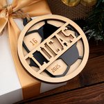 Personalized Basketball Soccer Ball Sports Wooden Christmas Ornament with Name Number and Year Christmas Gift for Ball Sports Enthusiasts