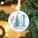 Personalized First Christmas Santa Claus Peter Rabbit Drawstring Canvas Gift Bag with Name Christmas Gift for Baby Family