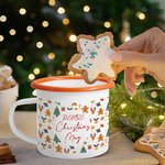 Personalized Gingerbread Man Christmas Tree Reindeer 12 oz Multicolor Rim Enamel Mug with Name Christmas Party Gift for Kids