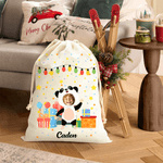 Personalized Cute Animal Fantasy Unicorn Rabbit Drawstring Gift Bag with Photo and Name Christmas Birthday Gift for Kids