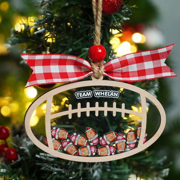 Personalised Santa Hat Football Christmas Shaker Ornament with 6-15 Names and Team Name Christmas Gift for Football Lover Coach