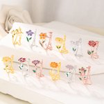 Personalised Birth Flower Ring Dainty Jewellery Mother's Day Birthday Anniversary Gift for Women Girls