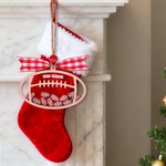 Personalized Santa Hat Football Christmas Shaker Ornament with 6-15 Names and Team Name Christmas Gift for Football Lover Coach