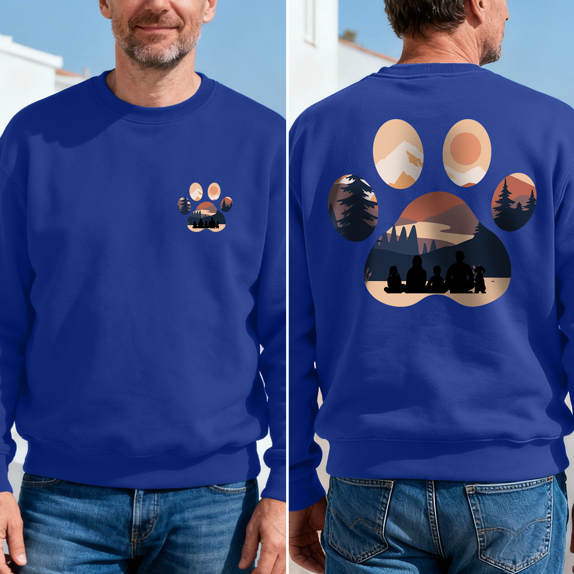 T-shirt ou Sweat-shirt pour Enfant Adulte Personnalisé avec 1-6 Silhouettes de Personnages Cadeau Anniversaire Vacances pour Famille