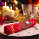 Personalised Christmas Tree 100% Cotton Red Napkins with Name Party Home Decor Christmas Gift for Family Friends