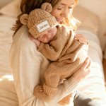 Gepersonaliseerde schattige beer oren winddicht bont muts met borduren naam Baby Shower Gift voor baby peuter