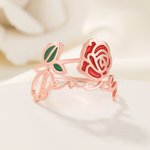 Personalised Birth Flower Ring Dainty Jewellery Mother's Day Birthday Anniversary Gift for Women Girls