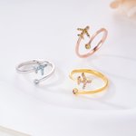 Personligt flygplan Justerbar ring med födelsesten Smycken Födelsedagspresent Julklapp för kvinnor Piloter Flygentusiaster