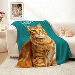 Personalized Oil Painting Style Pet Photo Soft Throw Blanket with Name Home Decor Christmas Birthday Gift for Pet Lovers