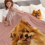 Personalized Oil Painting Style Pet Photo Soft Throw Blanket with Name Home Decor Christmas Birthday Gift for Pet Lovers