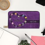 Personalized Retro Pattern Birth Flower Waterproof PU Leather Wallet with 1-12 Names and Zipper Anniversary Birthday Gift for Mom Grandma