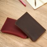 Personalised Minimal Crazy Horse Leather Wallet with Name Portable Accessories Travel Birthday Christmas Gift for Family Friends Colleagues