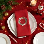 Servilleta de mesa personalizada de algodón rojo con inicial y nombre para decoración navideña regalo de Navidad para familia y amigos
