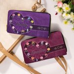 Personalized Retro Pattern Birth Flower Waterproof PU Leather Wallet with 1-12 Names and Zipper Anniversary Birthday Gift for Mom Grandma