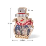 Ornement en Bois Personnalisé avec Nom Style Père Noël Bonhomme de Neige avec Lumière LED Cadeau de Noël pour la Famille les Amis