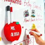 Personalized Apple Magnetic Marker Holder with Name Office Accessories Back To School Gift for Teacher