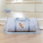 Bolsa grande personalizada con rayas temática de bailarina y nombre con correa de hombro regalo de cumpleaños para niñas y amantes de la danza