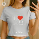 Gepersonaliseerde Multicolor I Love Baby Tee Crop Top met Sorority Naam Sorority Bid Day Initiation Gift voor Vriendinnen Meisjes | Callie × Affinity Licensing