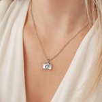 Personalized Camera Birthstone Dual Photo Locket Necklace Dainty Jewellery Birthday Anniversary Gift for Mom Woman