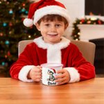 Tasse en émail personnalisée avec nom, anniversaire et cadeau de Noël pour les enfants qui aiment les dinosaures.