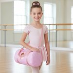 Borsa da danza personalizzata a righe a tema danza classica con nome e tracolla regalo di compleanno per ragazze e amanti della danza
