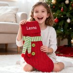Echarpe Personnalisée Bouton Bas de Noël avec Nom Décoration Maison Cadeau de Noël pour Enfants Amis Famille