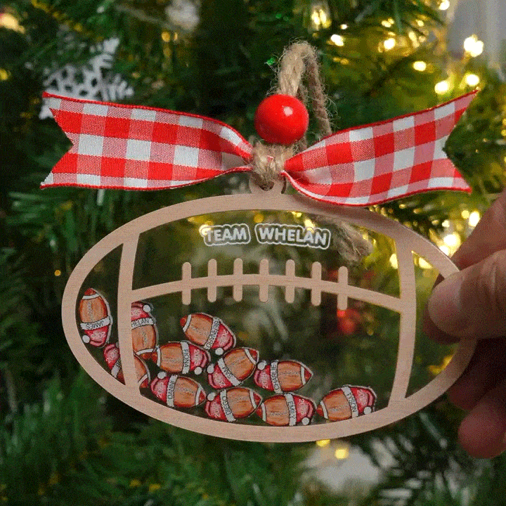 Personalized Santa Hat Football Christmas Shaker Ornament with 6-15 Names and Team Name Christmas Gift for Football Lover Coach