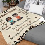 Personalised Badass Sister Leopard Print Cartoon Soft Throw Blanket with Names Home Decor Birthday Friendship Gift for Besties Friends
