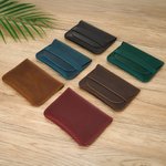 Personalised Minimal Crazy Horse Leather Wallet with Name Portable Accessories Travel Birthday Christmas Gift for Family Friends Colleagues