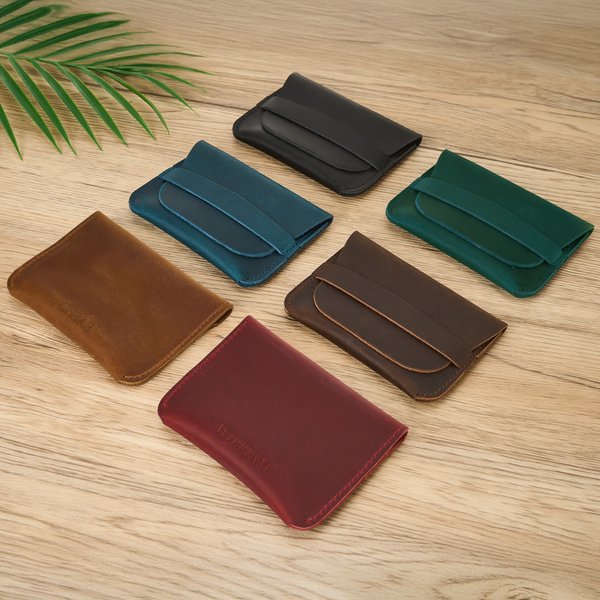 Henkilökohtainen Minimal Crazy Horse Nahkalompakko nimi Portable tarvikkeet Travel Syntymäpäivä Joululahja perheelle Ystävät kollegat