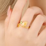 Personalised Birth Flower Ring Dainty Jewellery Mother's Day Birthday Anniversary Gift for Women Girls