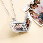 Personalized Camera Birthstone Dual Photo Locket Necklace Dainty Jewellery Birthday Anniversary Gift for Mom Woman