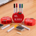 Personalized Apple Magnetic Marker Holder with Name Office Accessories Back To School Gift for Teacher