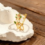 Personalised Birth Flower Ring Dainty Jewellery Mother's Day Birthday Anniversary Gift for Women Girls