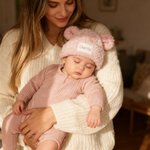 Gepersonaliseerde schattige beer oren winddicht bont muts met borduren naam Baby Shower Gift voor baby peuter