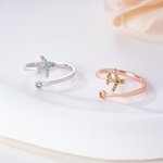 Personligt flygplan Justerbar ring med födelsesten Smycken Födelsedagspresent Julklapp för kvinnor Piloter Flygentusiaster