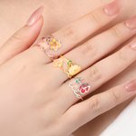 Personalised Birth Flower Ring Dainty Jewellery Mother's Day Birthday Anniversary Gift for Women Girls