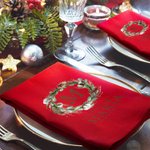 Servilleta de mesa personalizada de algodón rojo con inicial y nombre para decoración navideña regalo de Navidad para familia y amigos