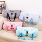 Borsa da danza personalizzata a righe a tema danza classica con nome e tracolla regalo di compleanno per ragazze e amanti della danza