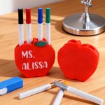 Personalized Apple Magnetic Marker Holder with Name Office Accessories Back To School Gift for Teacher