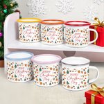 Personalized Gingerbread Man Christmas Tree Reindeer 12 oz Multicolor Rim Enamel Mug with Name Christmas Party Gift for Kids